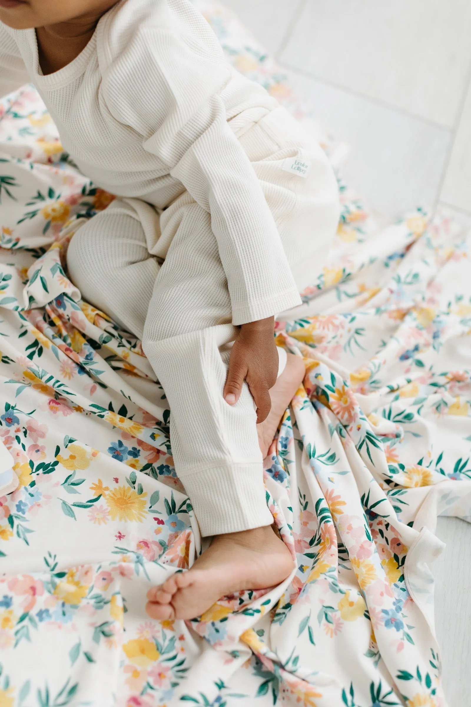 Waffle Long Sleeve Bodysuit - Coconut Milk