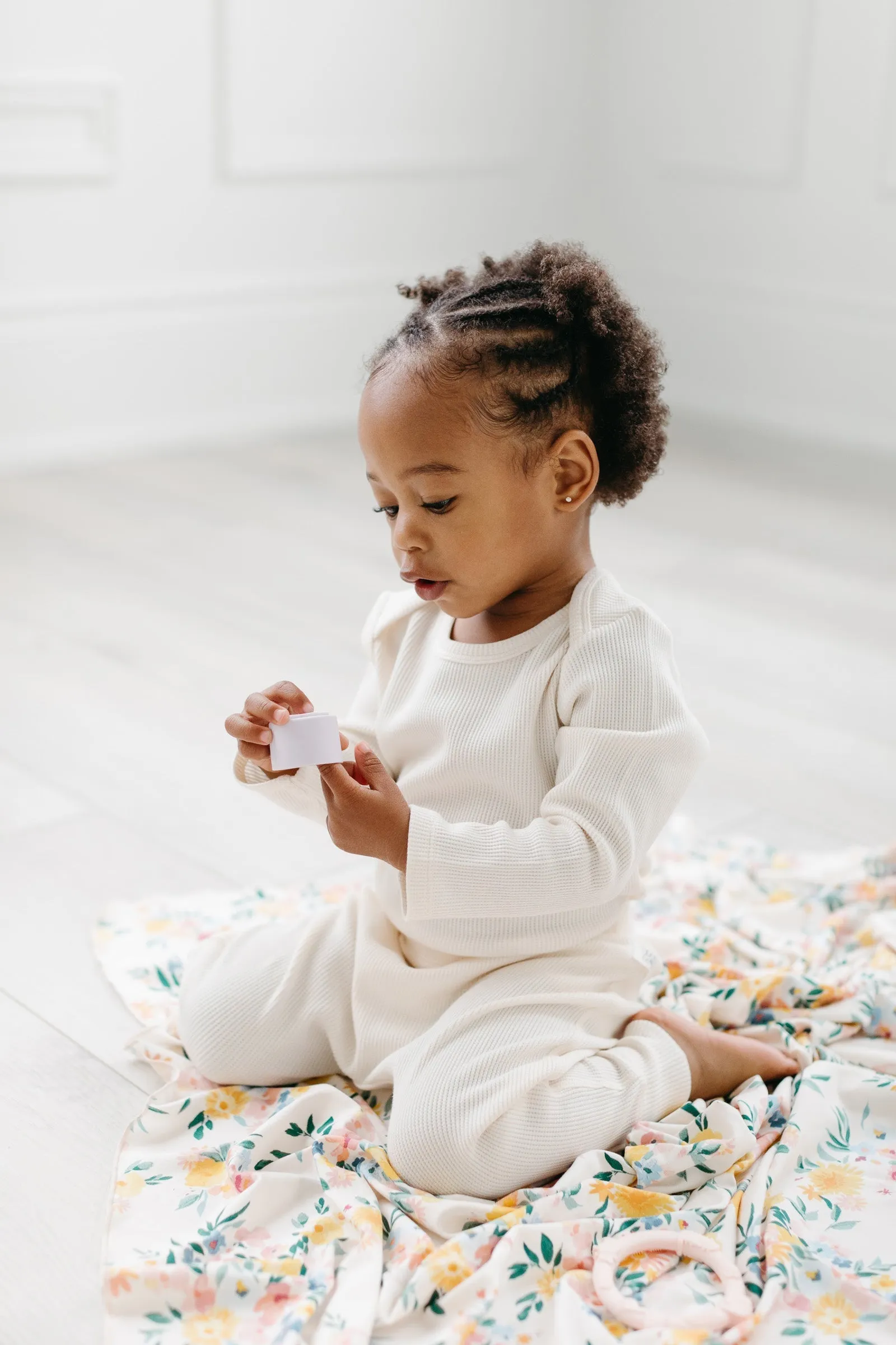 Waffle Long Sleeve Bodysuit - Coconut Milk