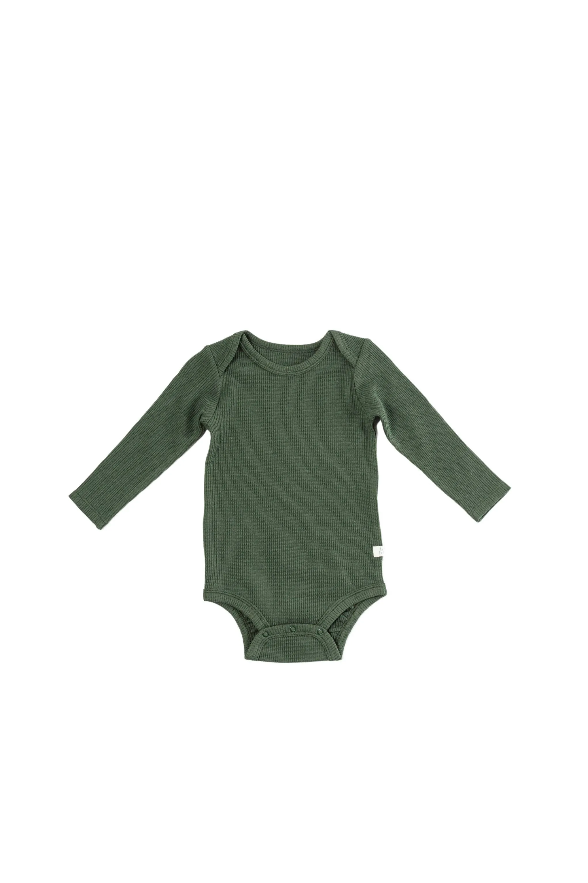 Waffle Long Sleeve Bodysuit - Spruce Green
