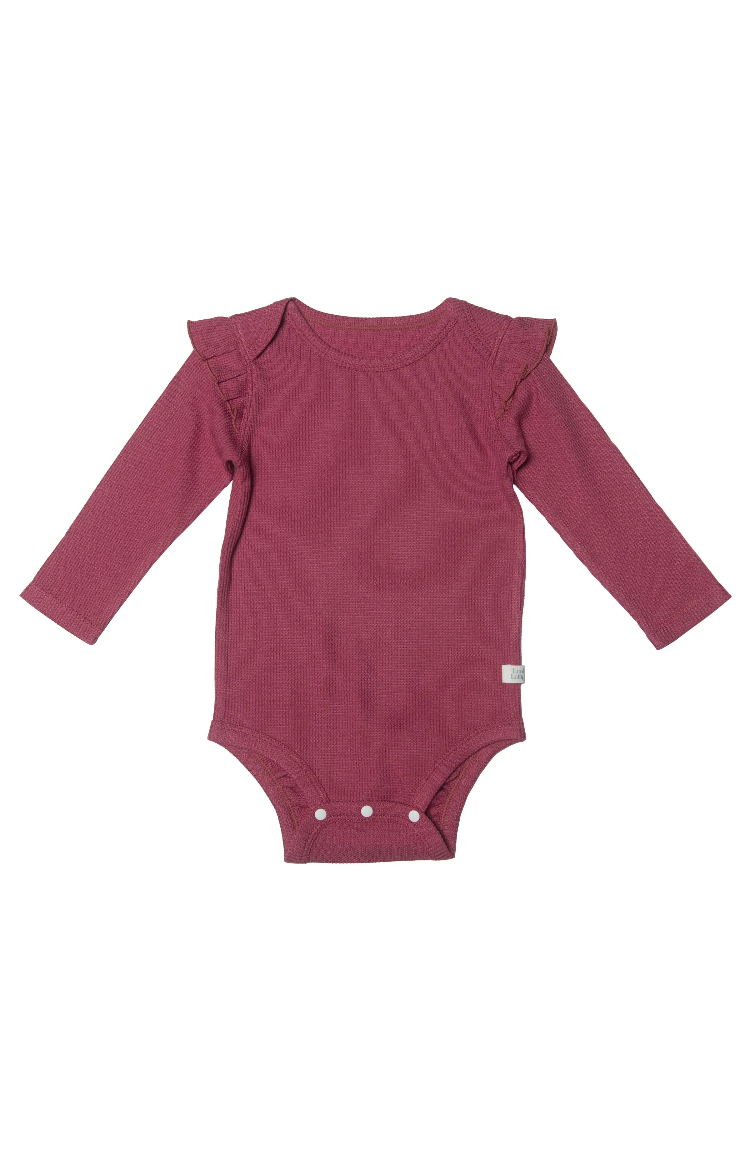 Waffle Long Sleeve Ruffle Bodysuit - Mauvewood
