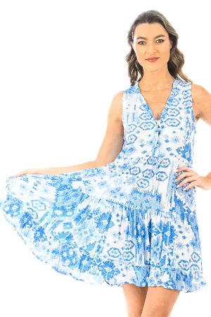 Walker & Wade Kaia Dress Short Periwinkle Ikat
