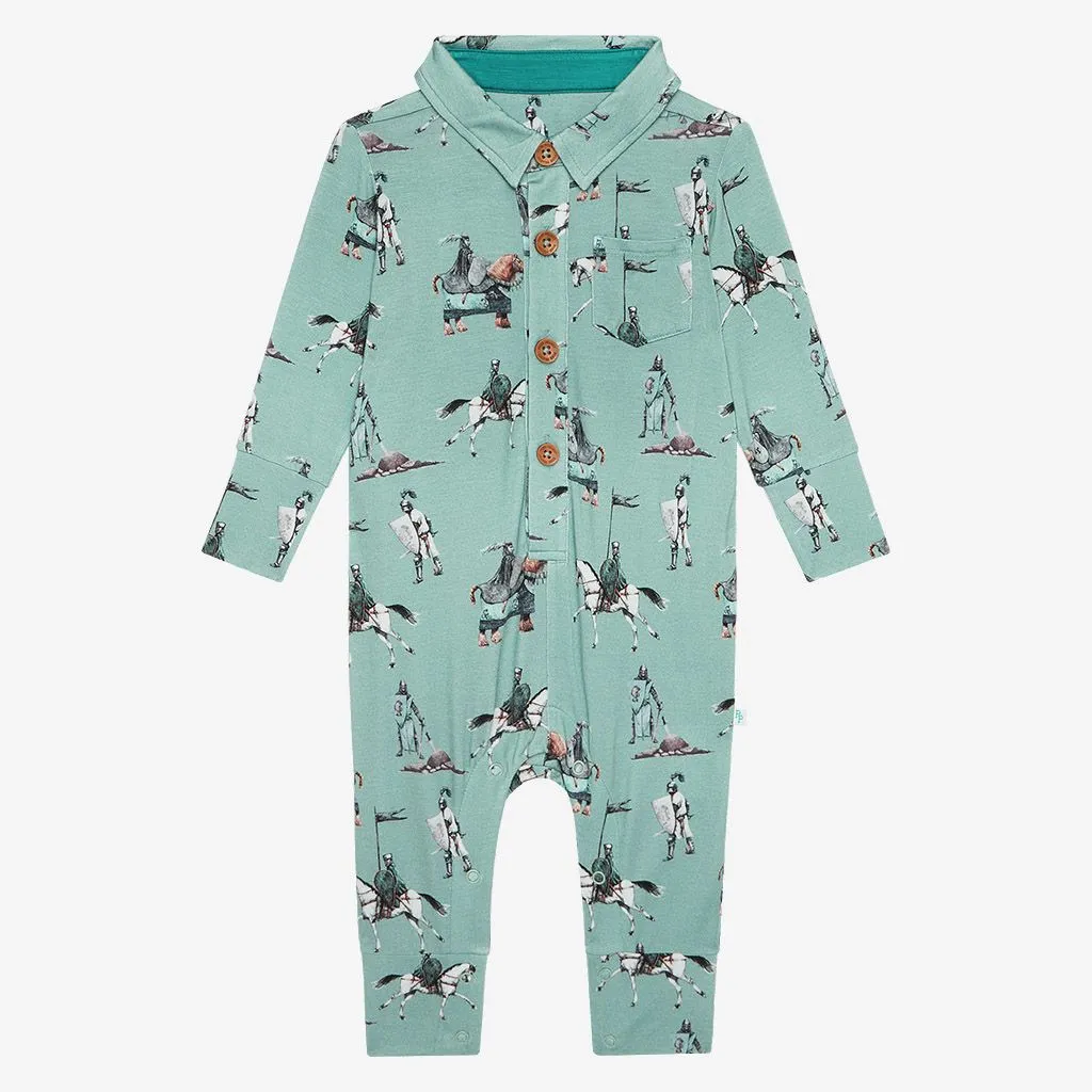 Wallace Long Sleeve Collared Henley Long Romper