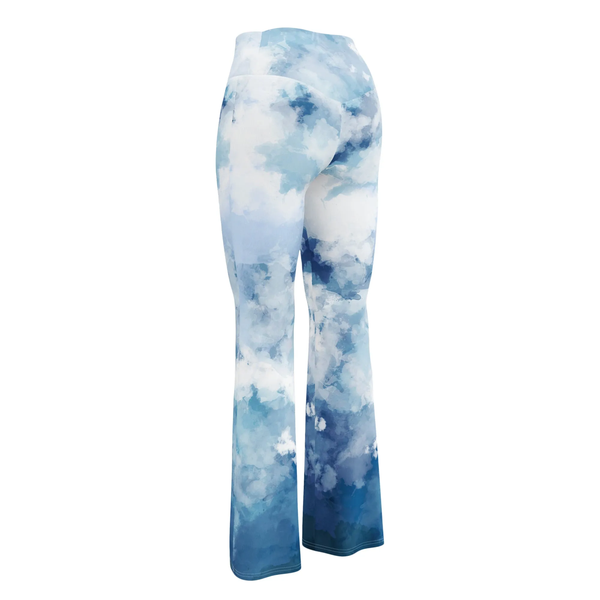 Watercolor Blues Flare leggings