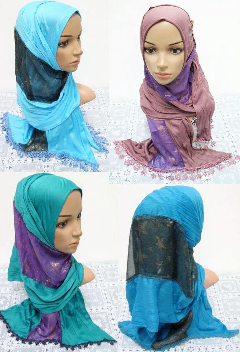 Wavy Women's Muslim Scarves Shawl Wrap Hijab