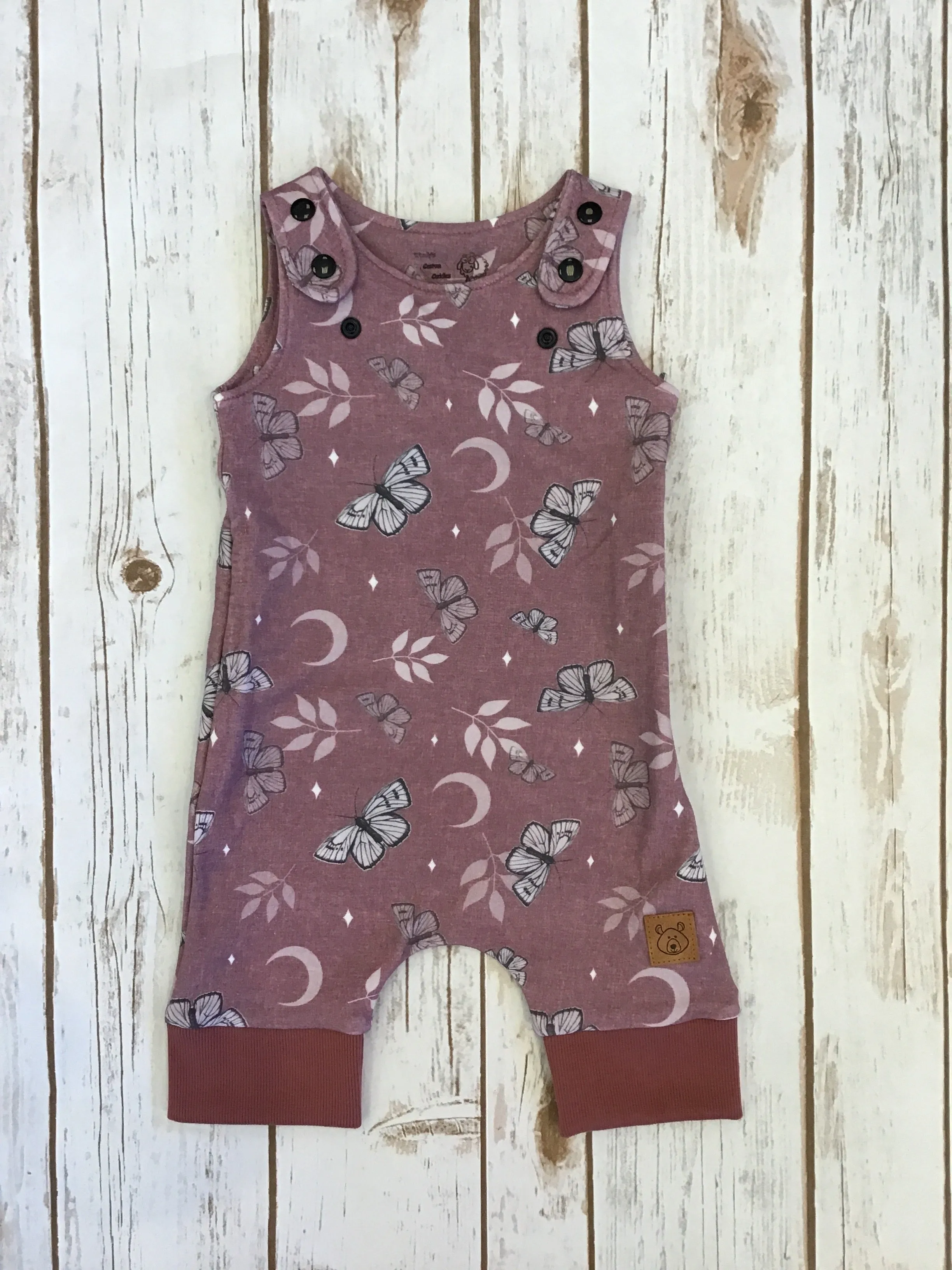 WCC - Grow With Me Romper (Shorts Style) - Moon Butterflies