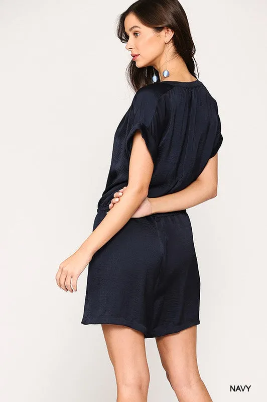 WE'LL ALWAYS HAVE PARIS SATIN ROMPER NAVY