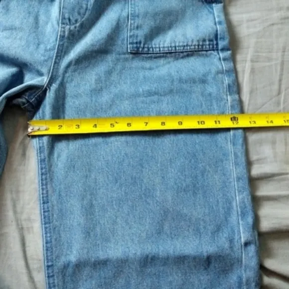 WeWoreWhat Slouchy Slit Overalls in Steel Jeans Pants Jumpsuit Wide Leg