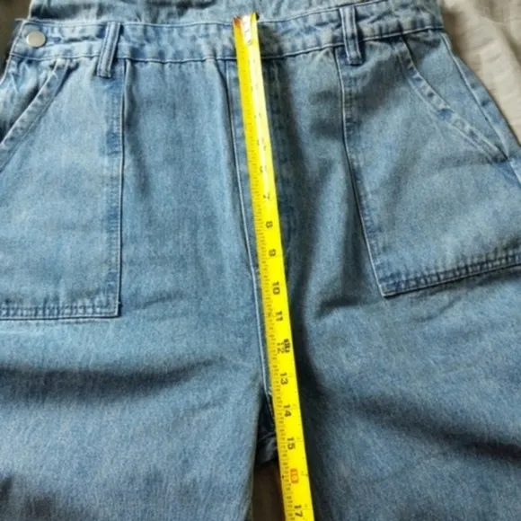 WeWoreWhat Slouchy Slit Overalls in Steel Jeans Pants Jumpsuit Wide Leg