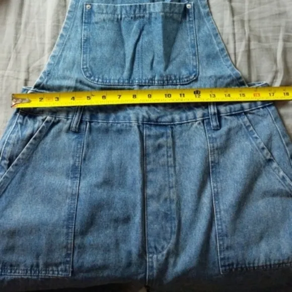 WeWoreWhat Slouchy Slit Overalls in Steel Jeans Pants Jumpsuit Wide Leg