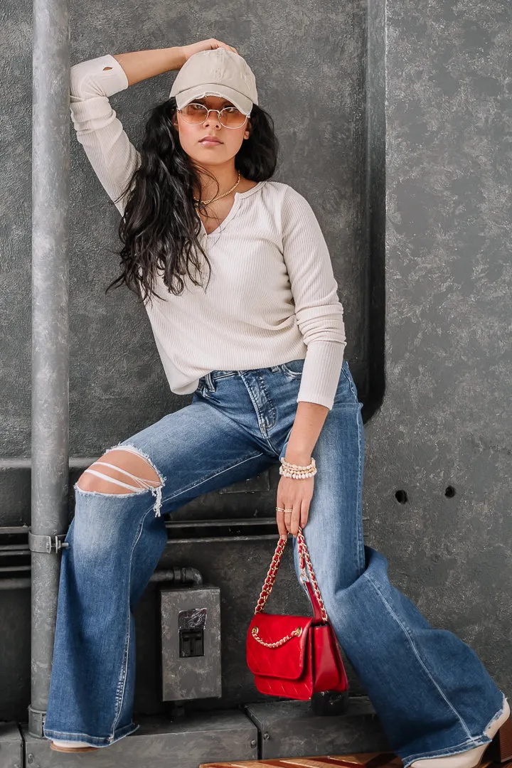 Where To Wander Ribbed Basic Top