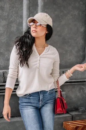 Where To Wander Ribbed Basic Top
