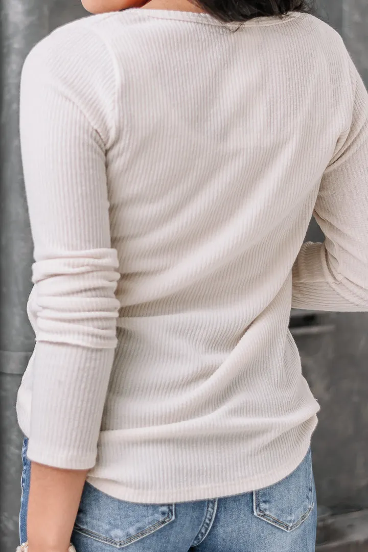 Where To Wander Ribbed Basic Top