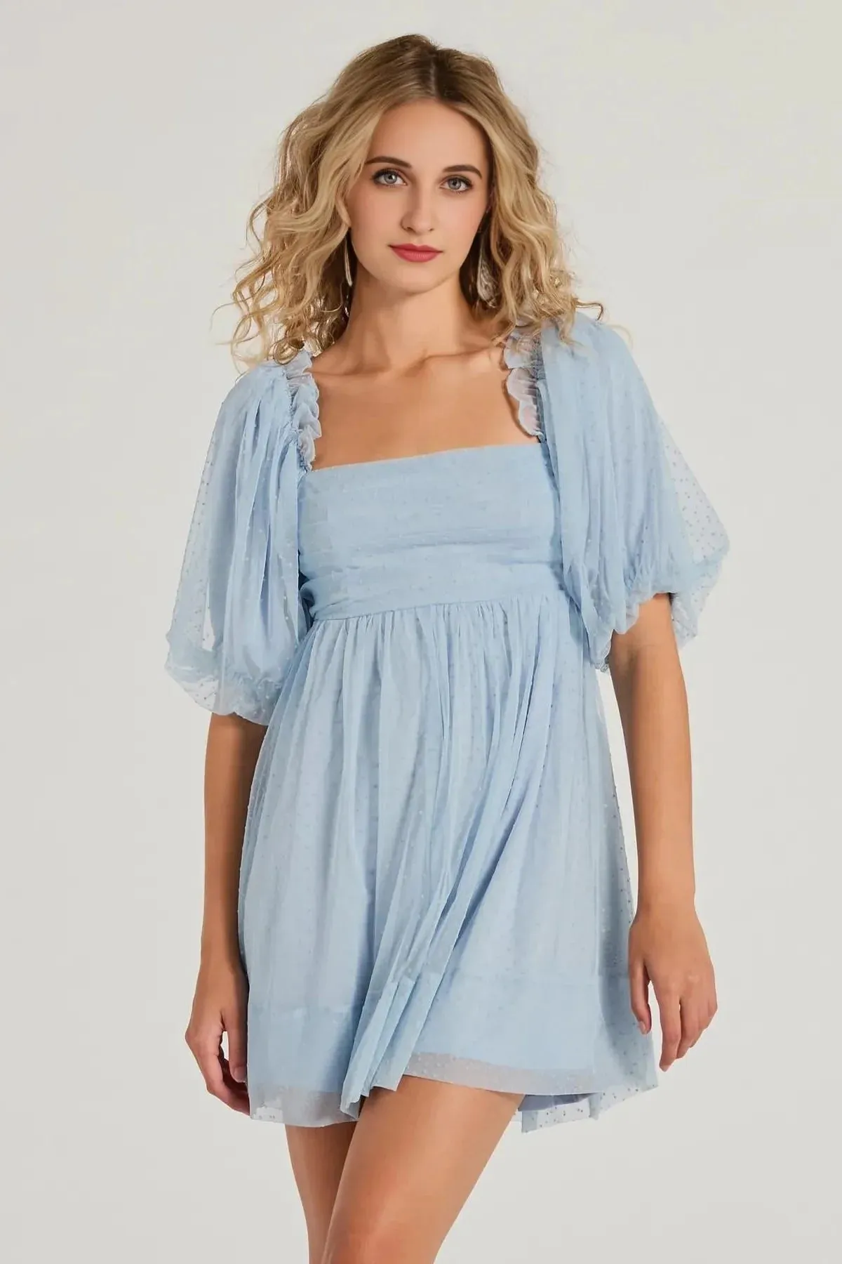 Whimsical Muse Chiffon Swiss Dot Skater Dress