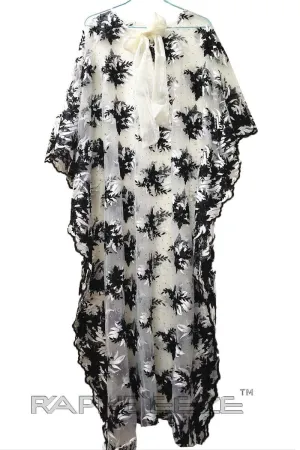 White Black Caftan Lace Maxi