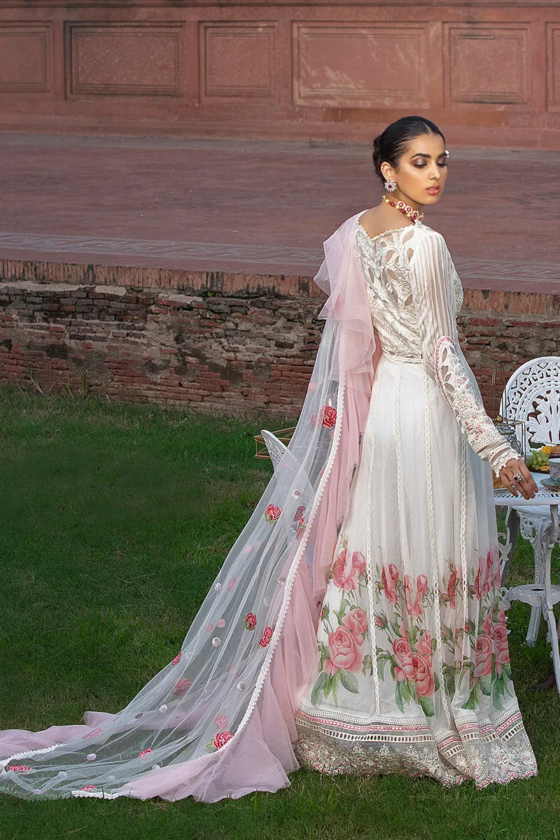 White Chiffon Party Dress with Embroidery #Y2096