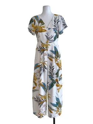 White Floral Jumpsuit Overalls