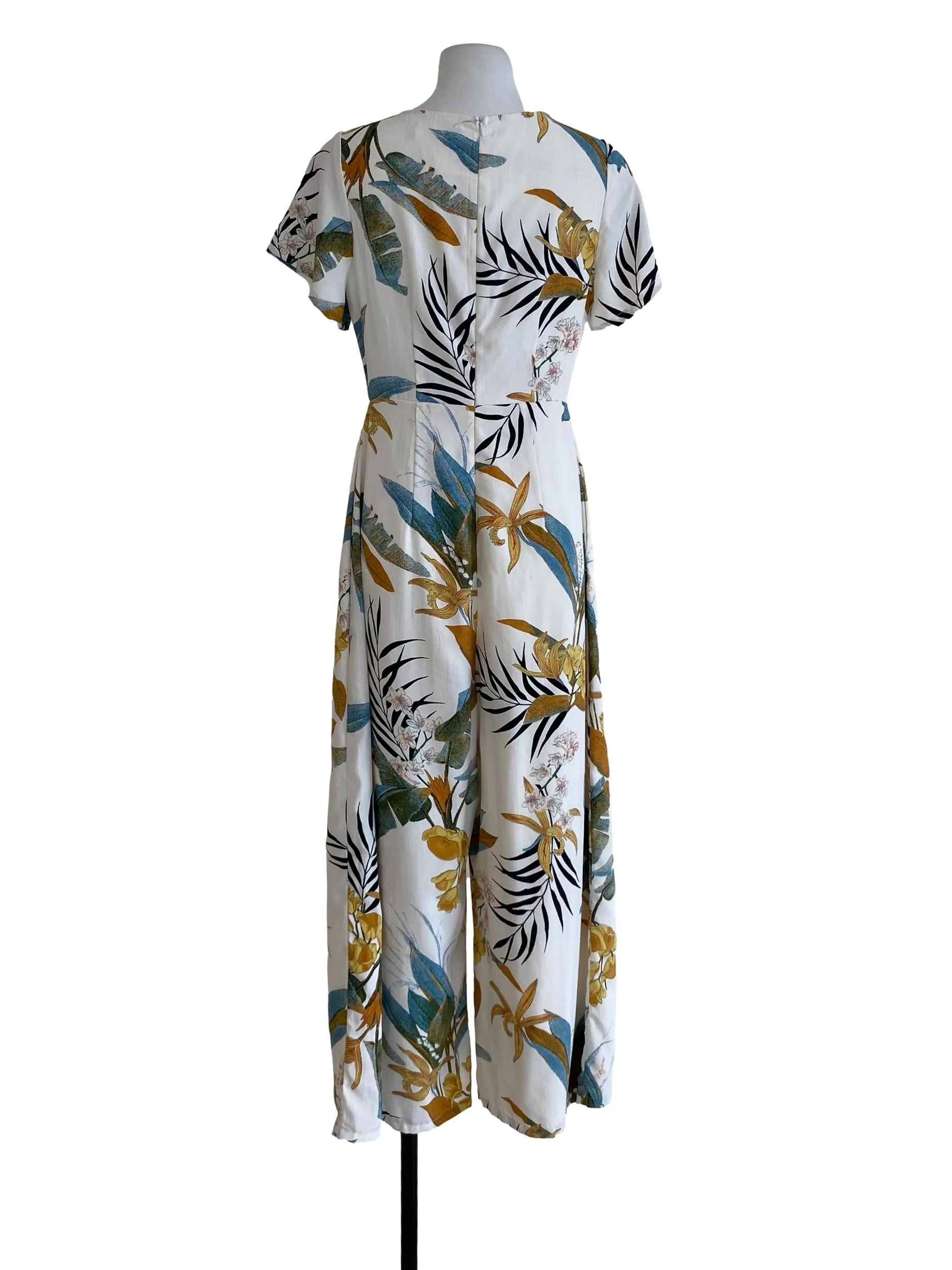 White Floral Jumpsuit Overalls