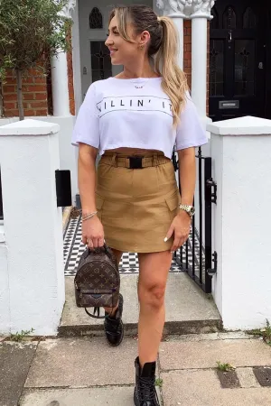 White Killin' It Print Crop Crew Neck T-Shirt - Jenny