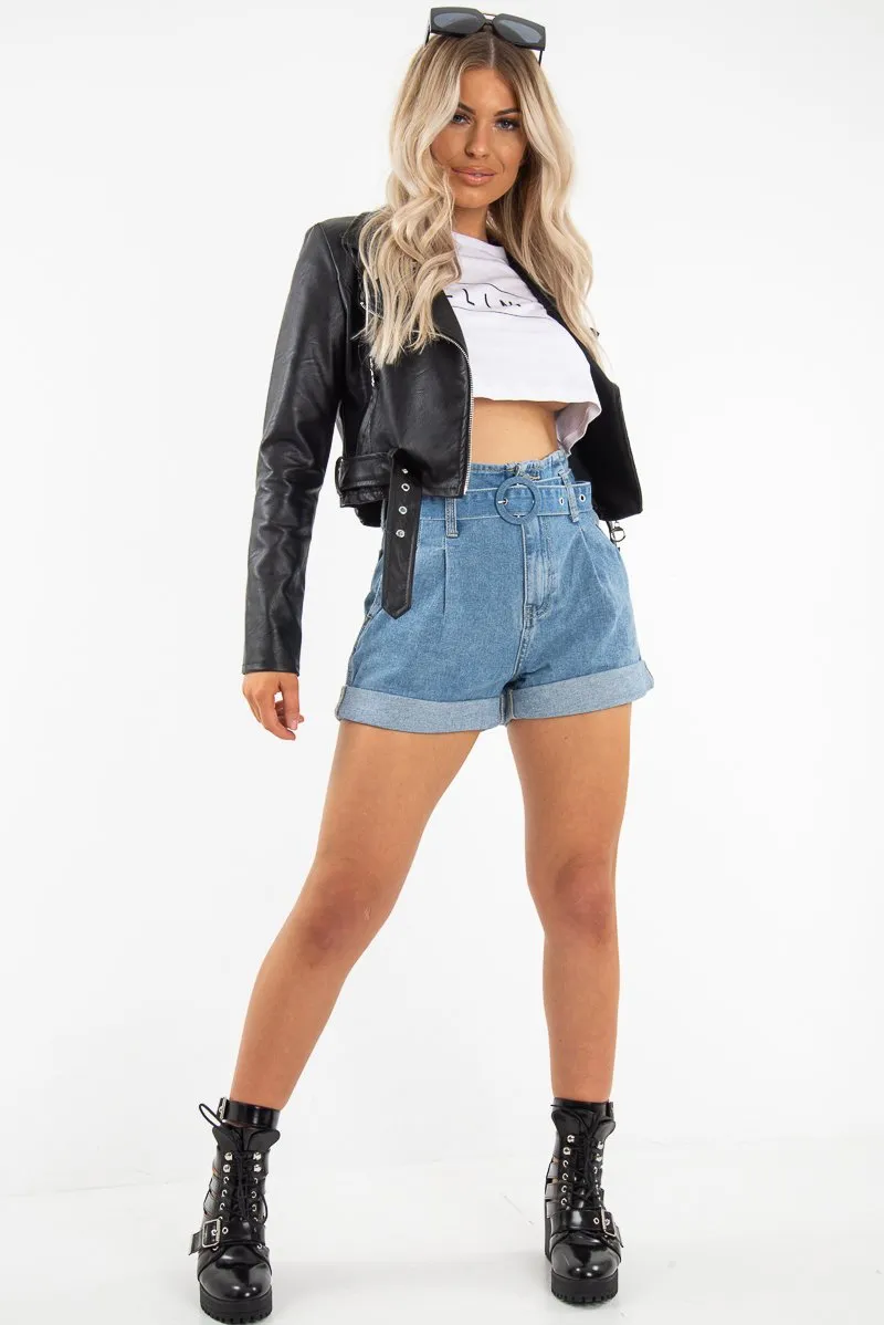White Killin' It Print Crop Crew Neck T-Shirt - Jenny