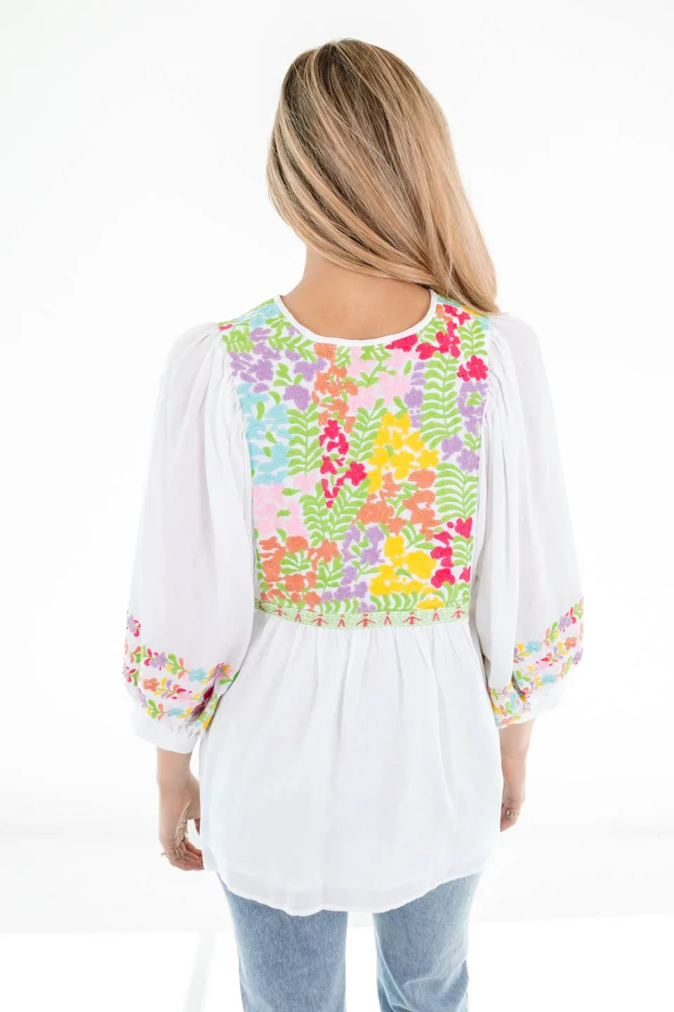 White top with embroidered detail