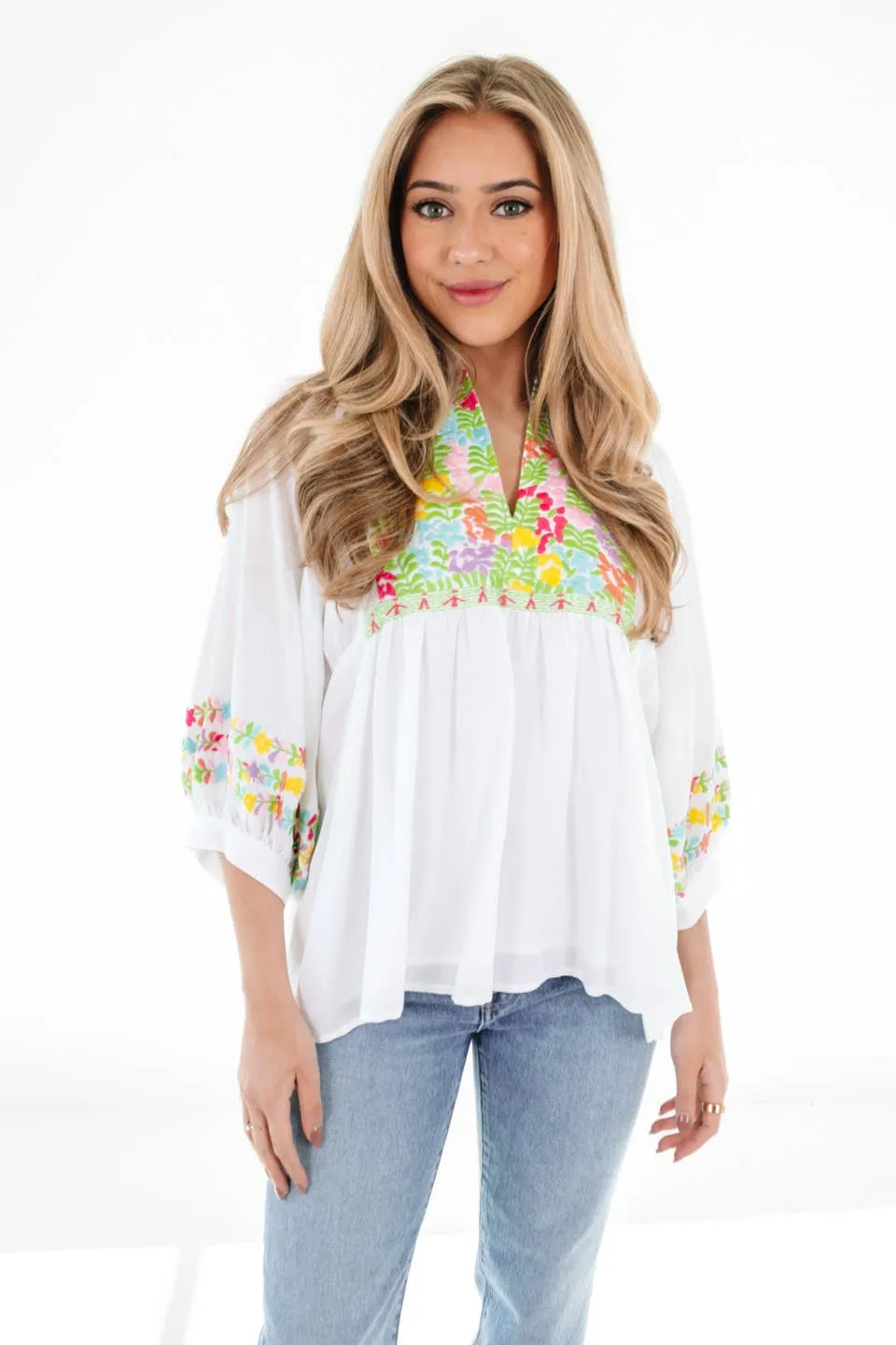 White top with embroidered detail