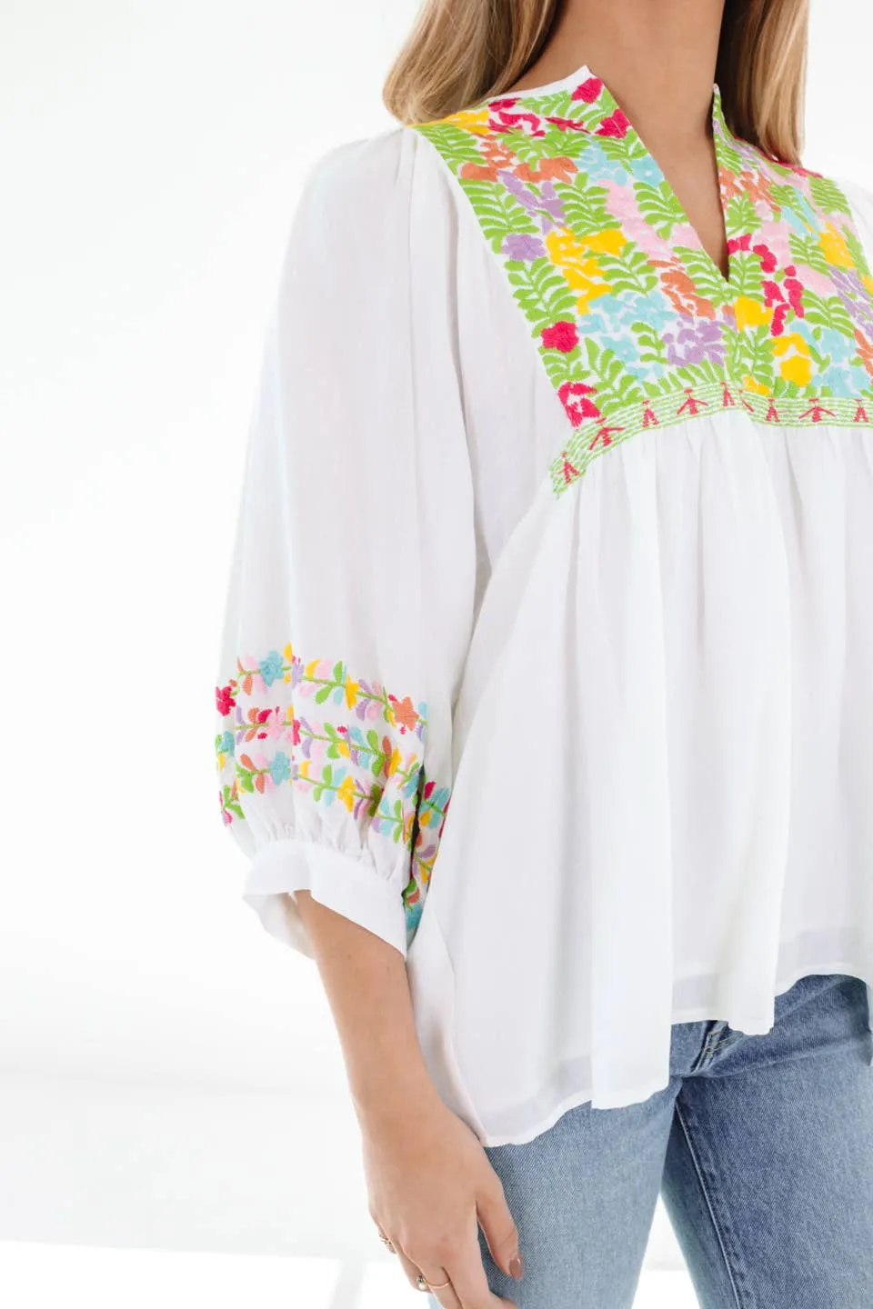 White top with embroidered detail