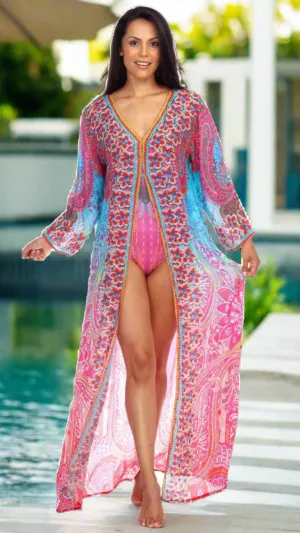 Wholesale Best Swimwear Cover Up Kimonos In Multi-Color Prints FRor Women Made From Viscose Silk