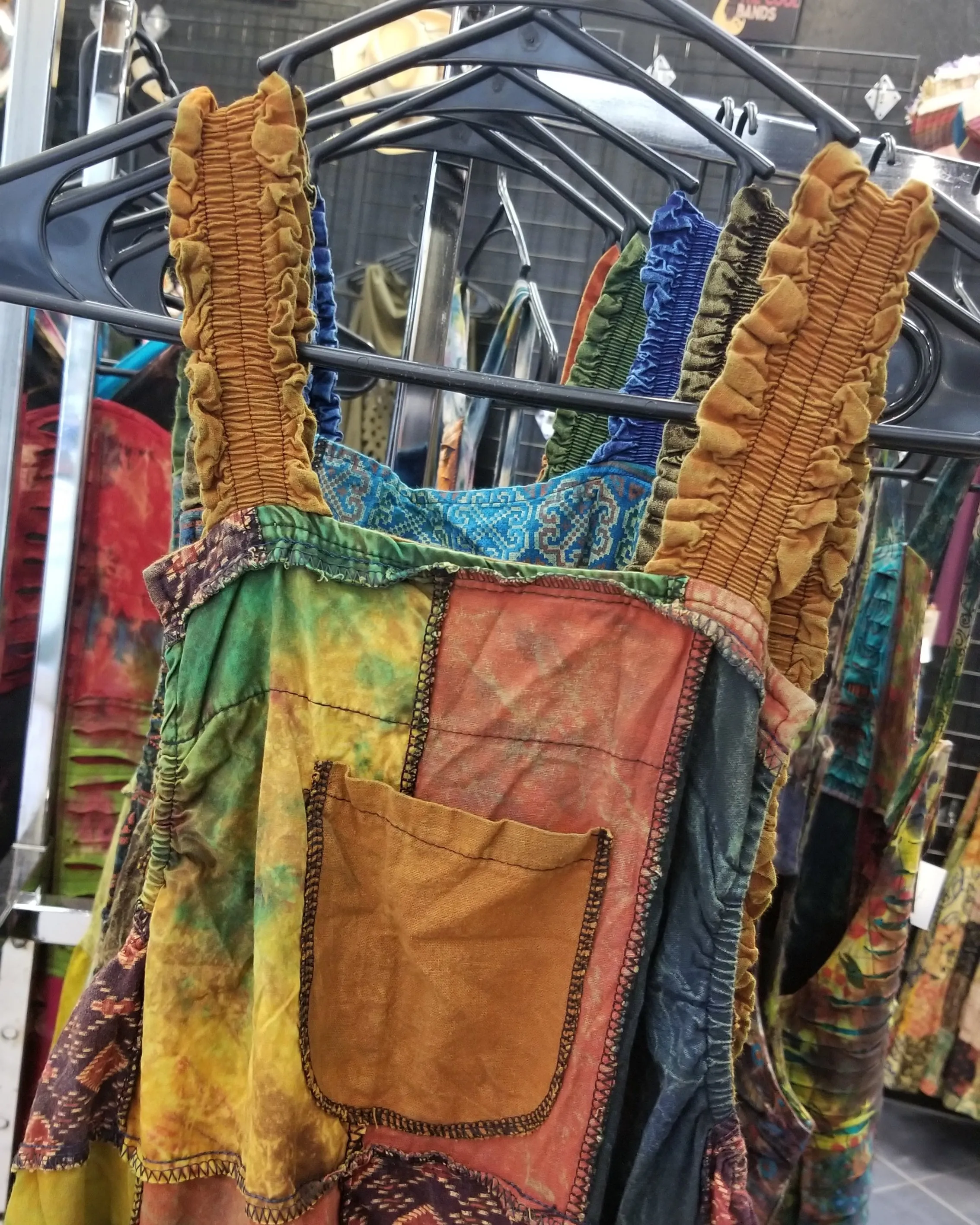 Wide Leg Patchwork Overalls