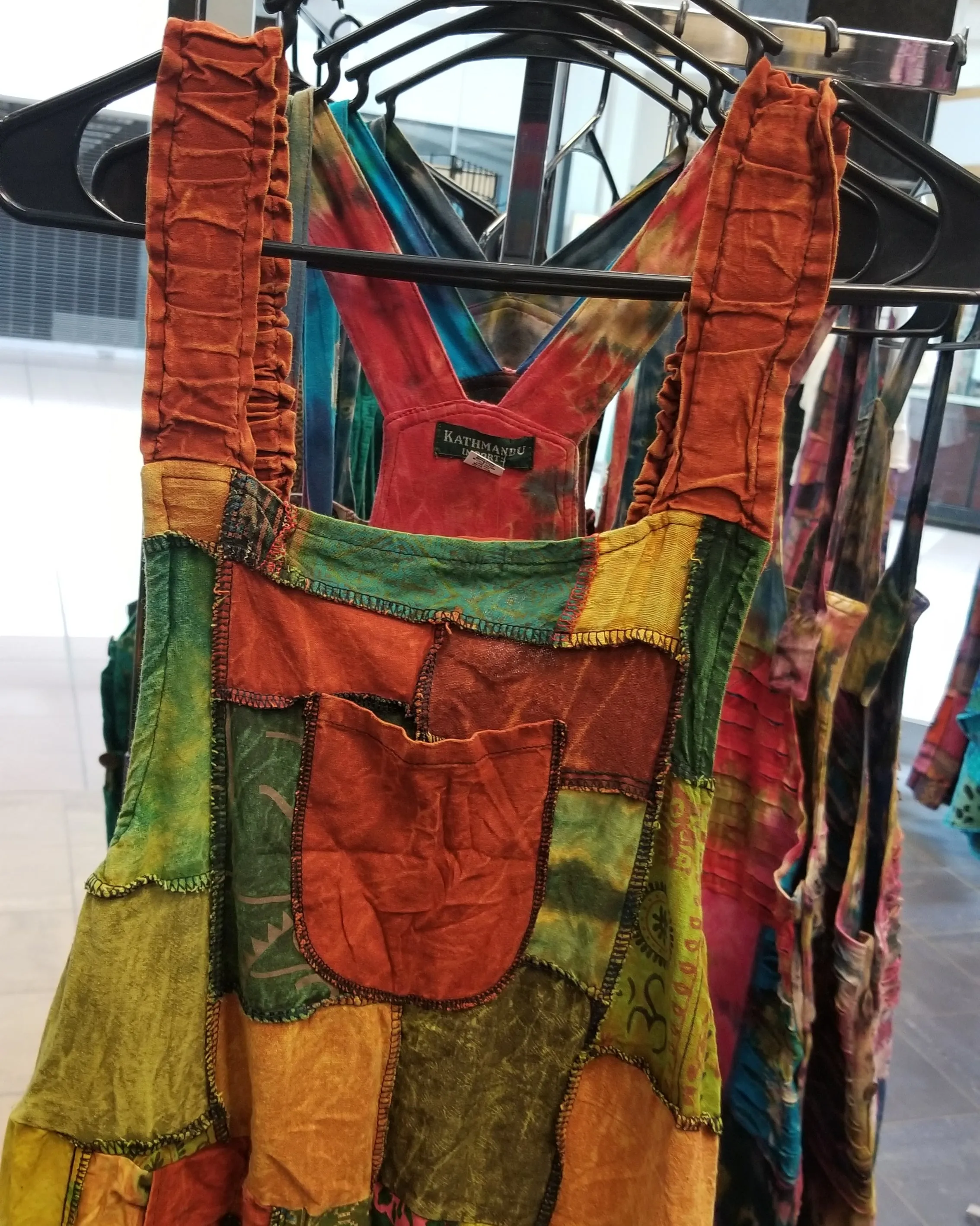 Wide Leg Patchwork Overalls