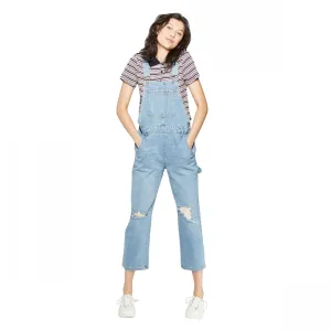 Wild Fable Women's Relaxed Sleeveless Square Neck Distressed Denim Overalls