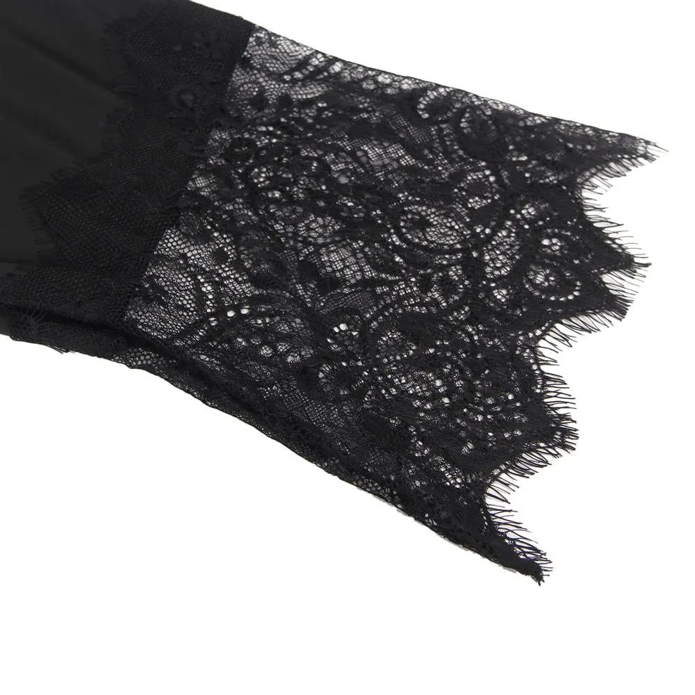 With Farawlaya Plus Size Silk Satin Lace Back Hollow Out Sexy Women Kimono Home