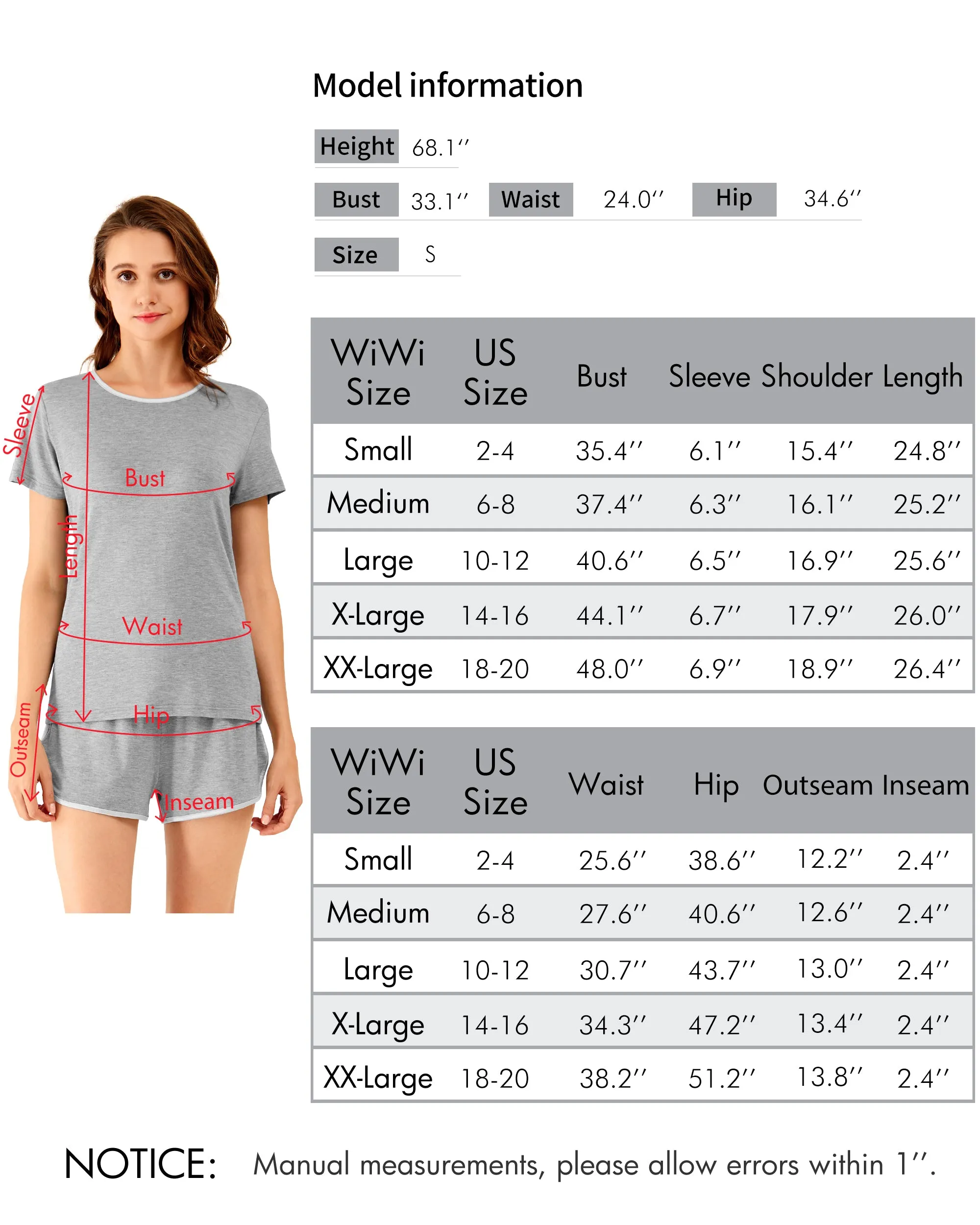 WiWi Cooling Bamboo Pajamas Set with Shorts