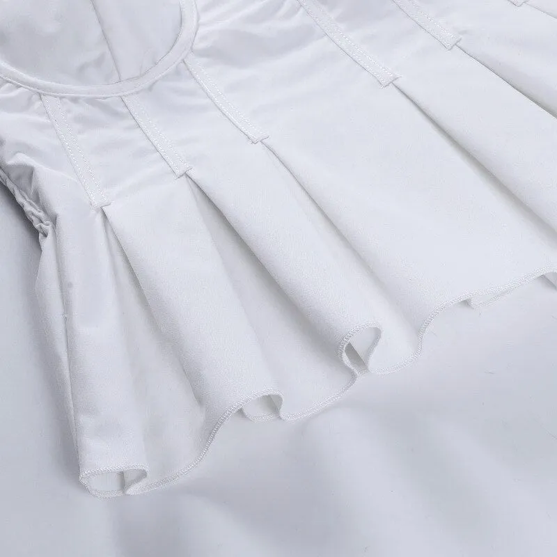 Women Scissor Collar Backless Cropped Corset Top