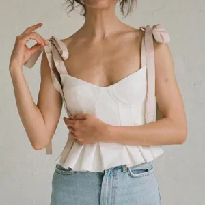 Women Scissor Collar Backless Cropped Corset Top