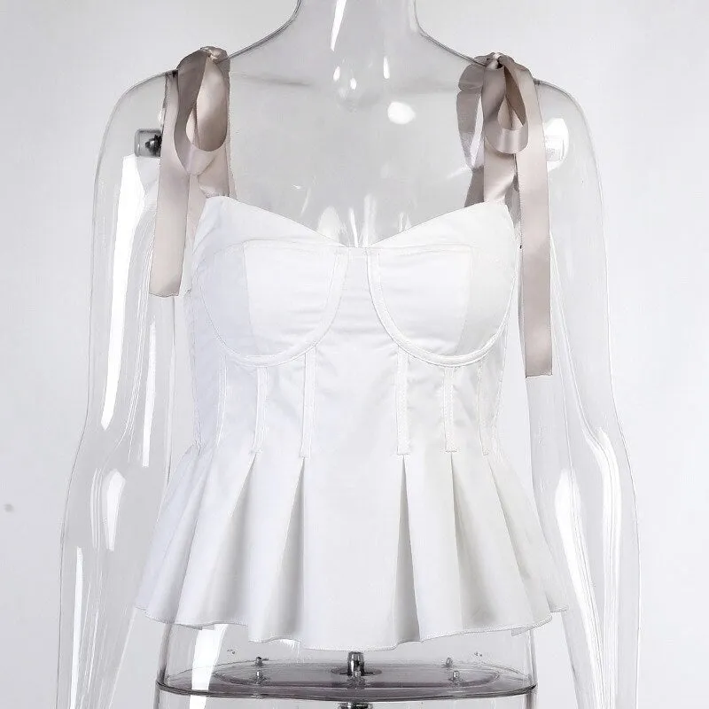 Women Scissor Collar Backless Cropped Corset Top