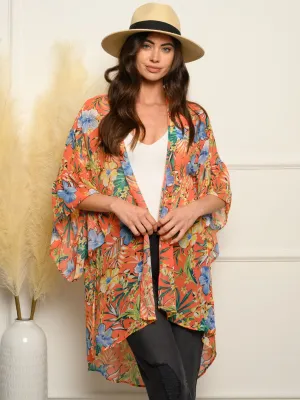 WOMEN'S BELL SLEEVE FLORAL KIMONO