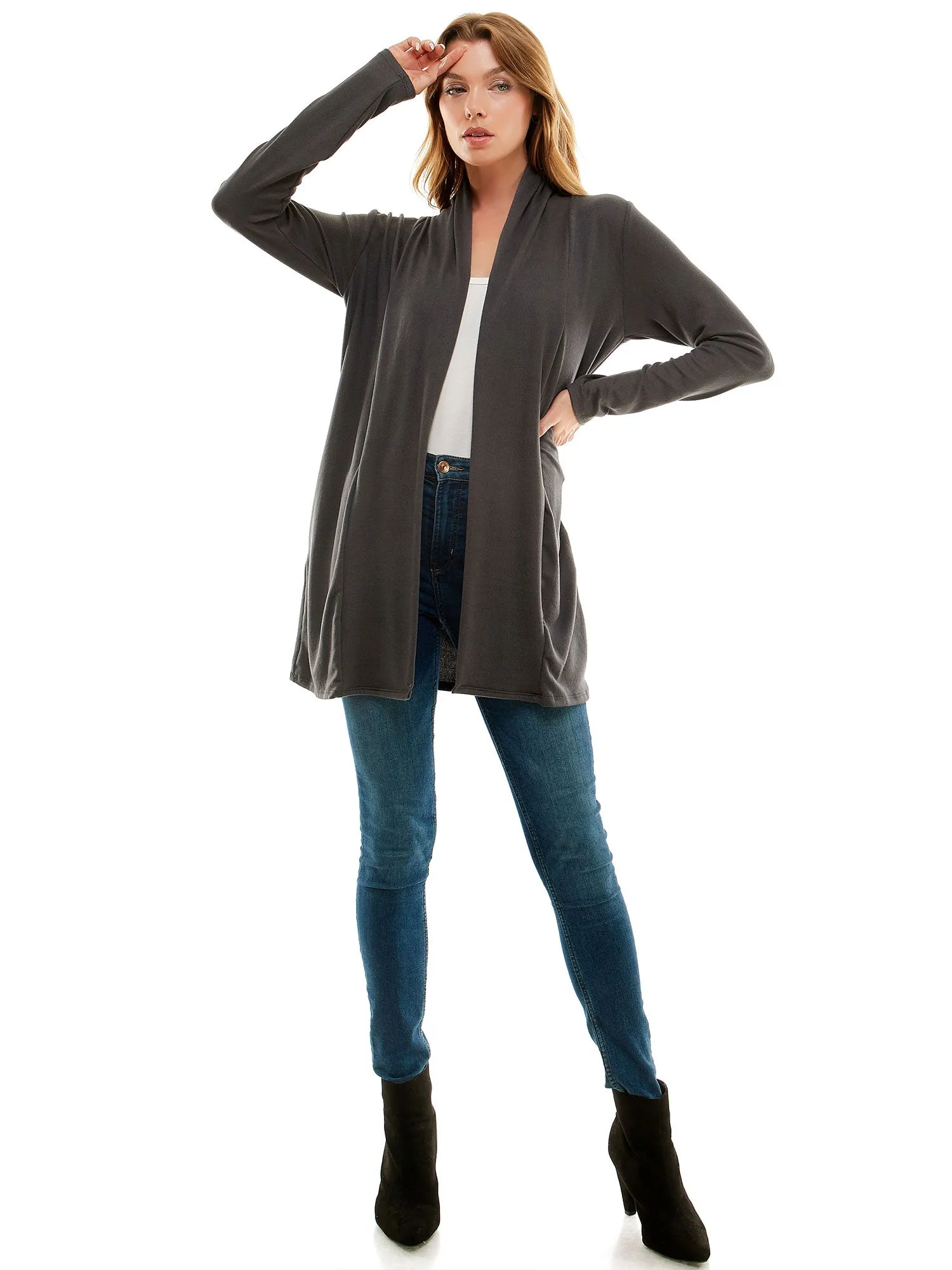 Women's Casual Lightweight Open Front Cardigans with Pockets and Formal Thin Kimono Duster Sweater Cardigan
