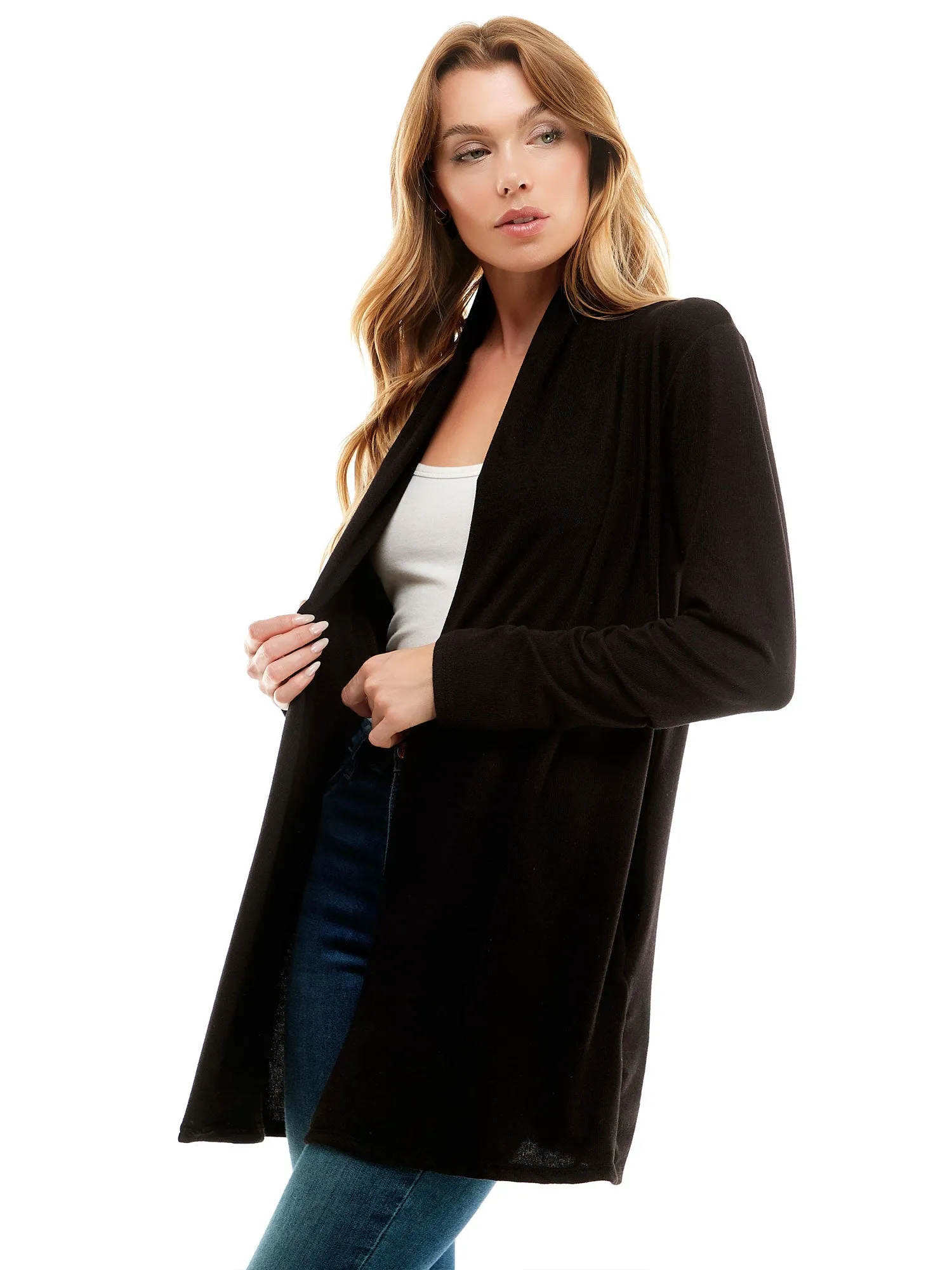 Women's Casual Lightweight Open Front Cardigans with Pockets and Formal Thin Kimono Duster Sweater Cardigan