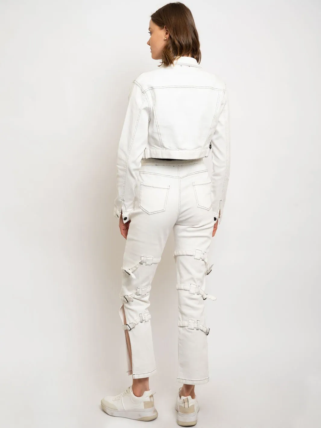 WOMEN'S DENIM CROP ZIPPER BOTTOM 2PC. SET