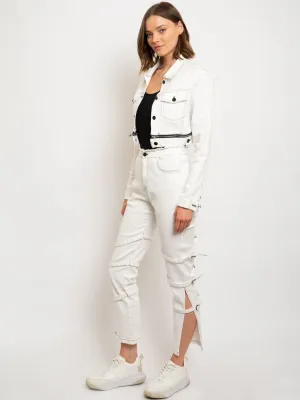 WOMEN'S DENIM CROP ZIPPER BOTTOM 2PC. SET