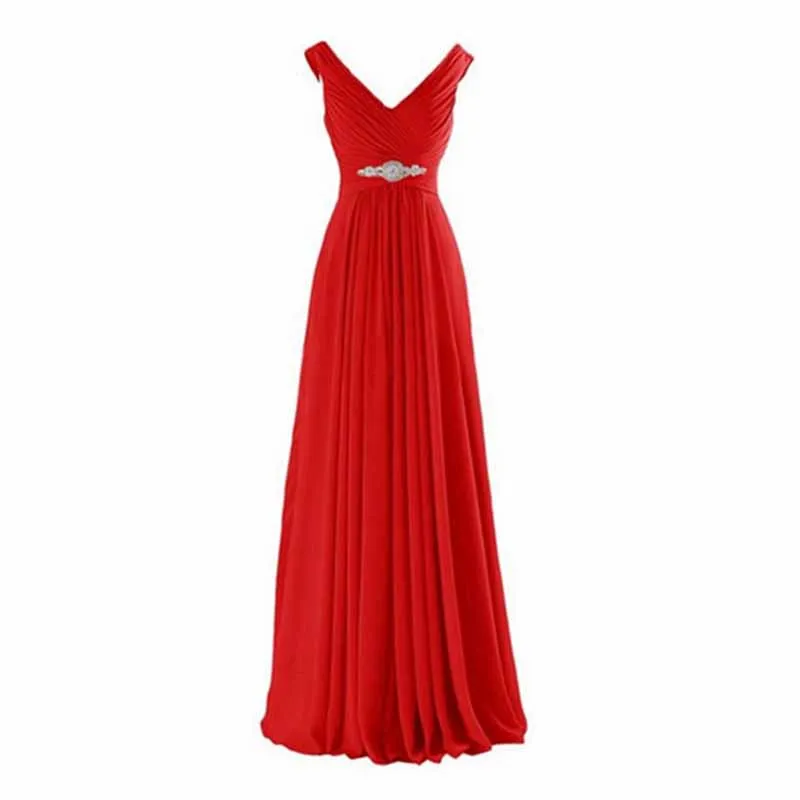 Women's Formal Chiffon Wedding Bridesmaid Maxi Dresses