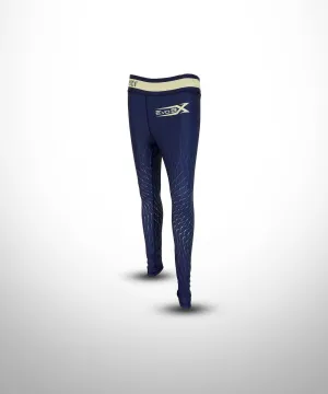 WOMENS FULL DYE SUBLIMATED BLACK YELLOW LINE COMPRESSION LEGGINGS