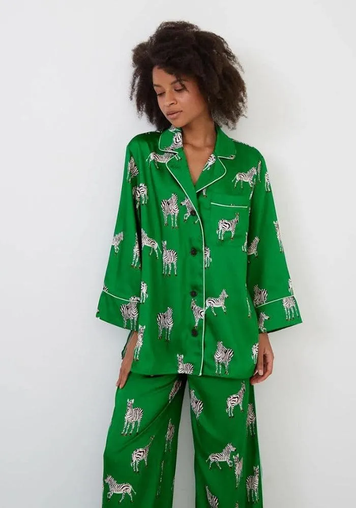Women's Green Satin Pajamas