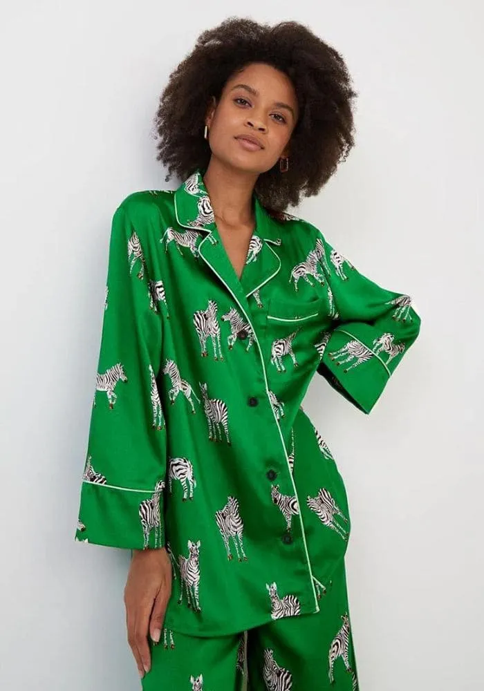 Women's Green Satin Pajamas