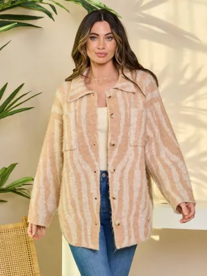 WOMEN'S LONG SLEEVE BUTTON UP PRINTED CARDIGAN
