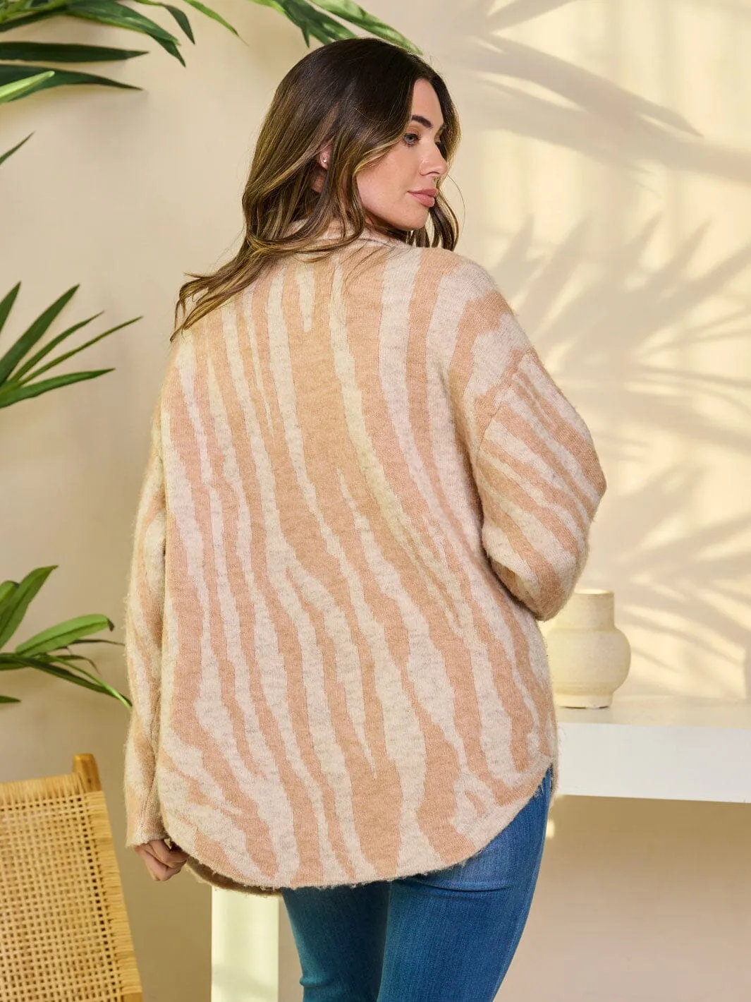 WOMEN'S LONG SLEEVE BUTTON UP PRINTED CARDIGAN