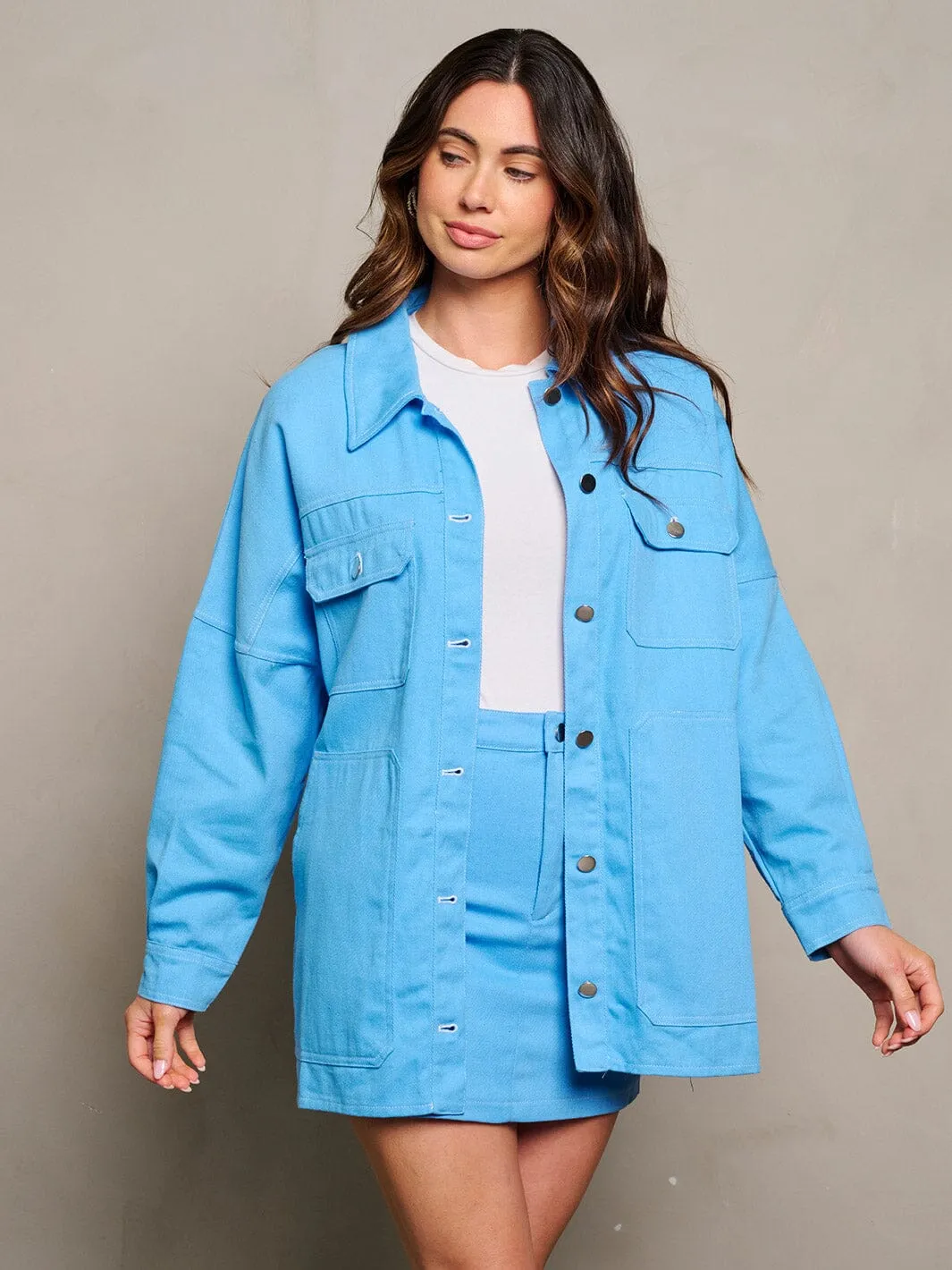 WOMEN'S LONG SLEEVE TOP & MINI SKIRT DENIM 2PC.SET