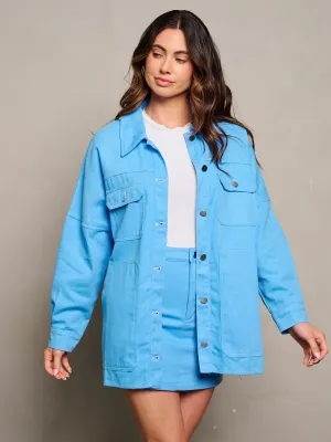 WOMEN'S LONG SLEEVE TOP & MINI SKIRT DENIM 2PC.SET