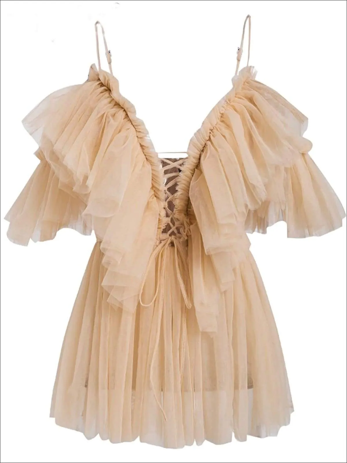Women's Ruffled Cold Shoulder Peplum Mesh Blouse