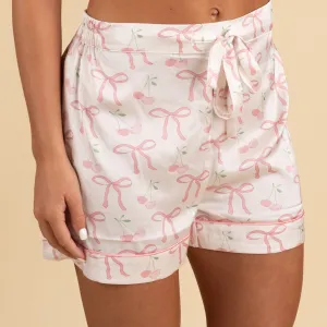 Women's Satin Cherry Pajama Shorts
